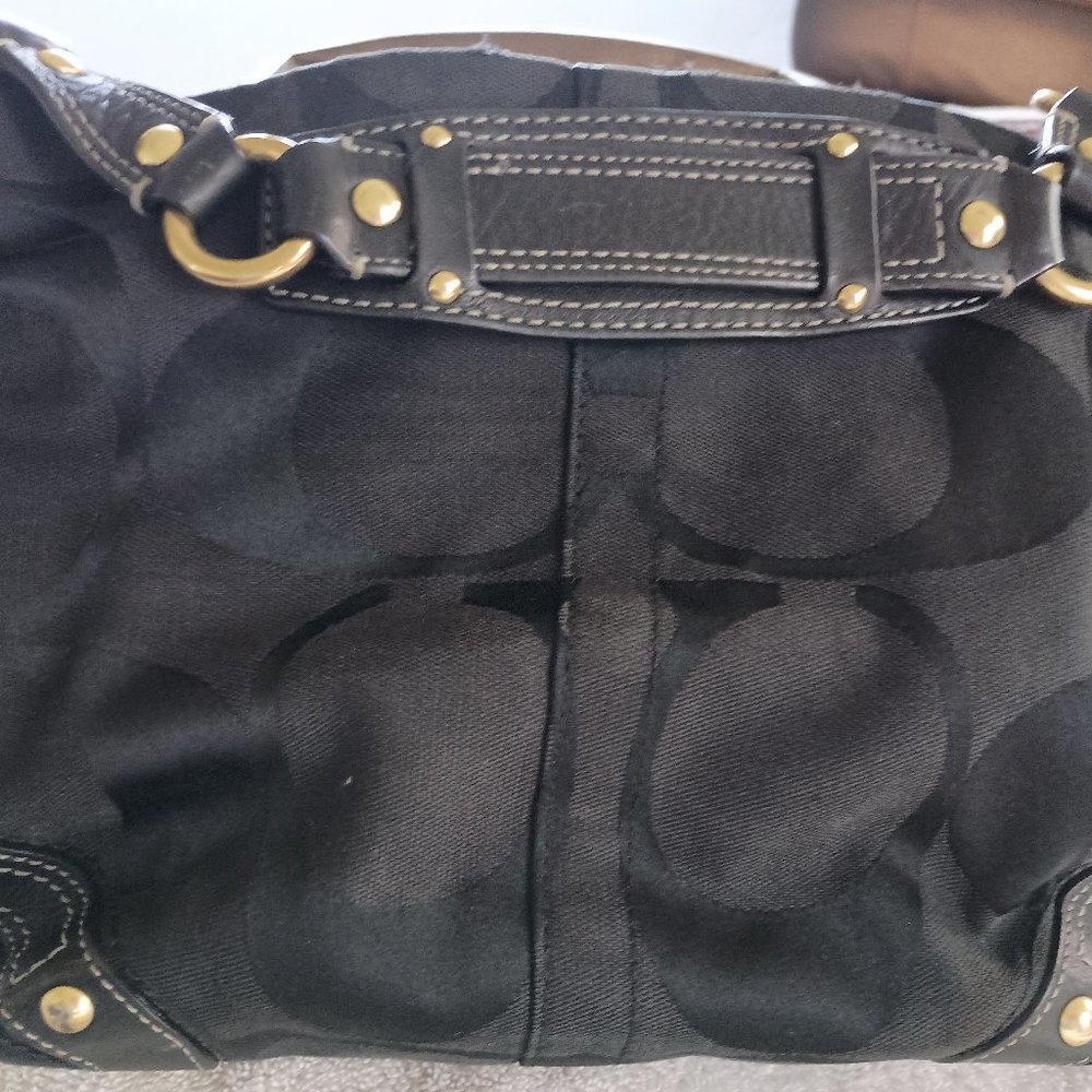 Coach 10619 Carly Black Signature Purse With Duster Bag